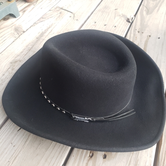 Renegade Diamonte Packable Black 100% Felt Wool Authentic Cowboy Hat - Picture 6 of 7